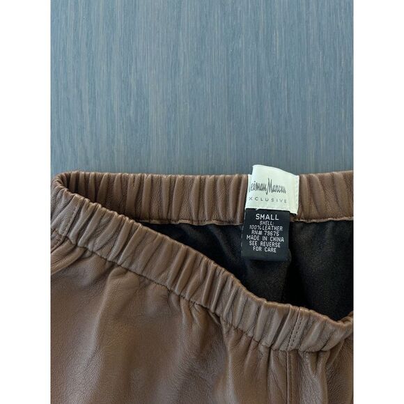 Neiman‎ Marcus Exclusive 100% Genuine Leather Brown Pants Leggings Small - Picture 3 of 7